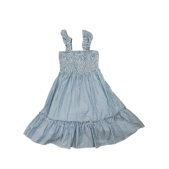 J Crew Crewcuts Ruffle Sleeve Tiered Dress Girl's 6 Blue‎ White Striped - Picture 1 of 7